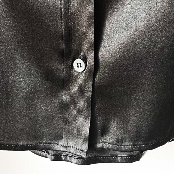 D&G Jet Black Silk & Lace Trim Fitted Shirt - Picture 7 of 16